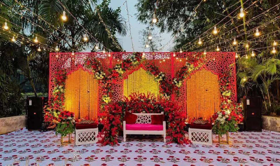 haldi ceremony decoration Kolkata marigold theme