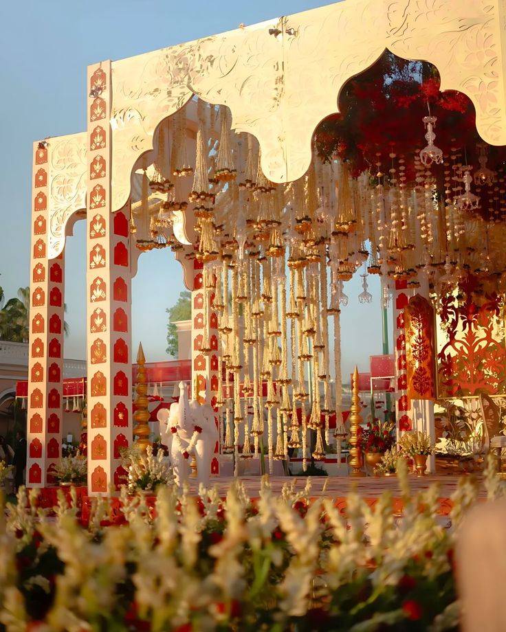 creative floral mandap setup