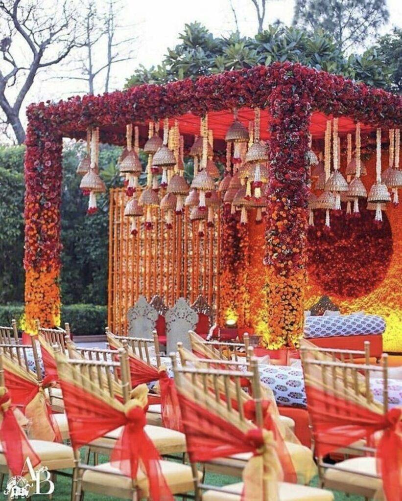 floral mandap setup by Oikar Events