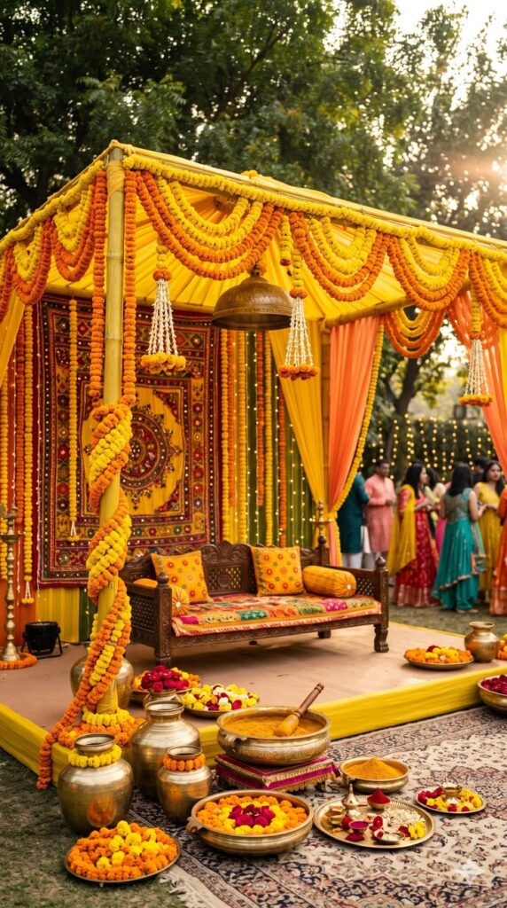 Colorful Haldi Setup