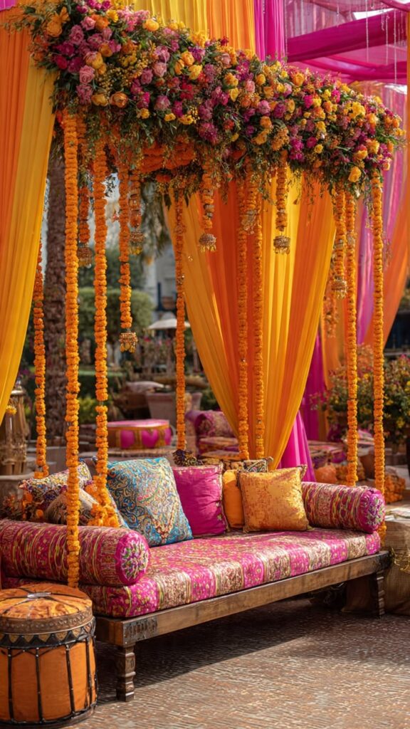 Colorful Haldi Setup